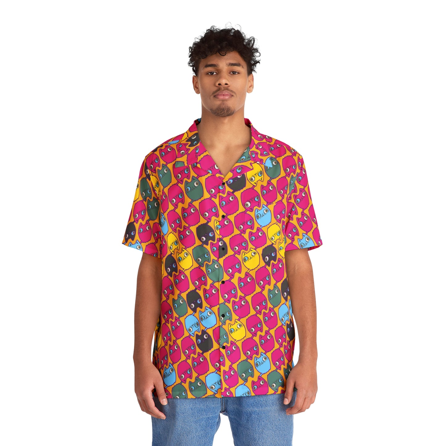 Cat Hawaiian shirt - Yellow