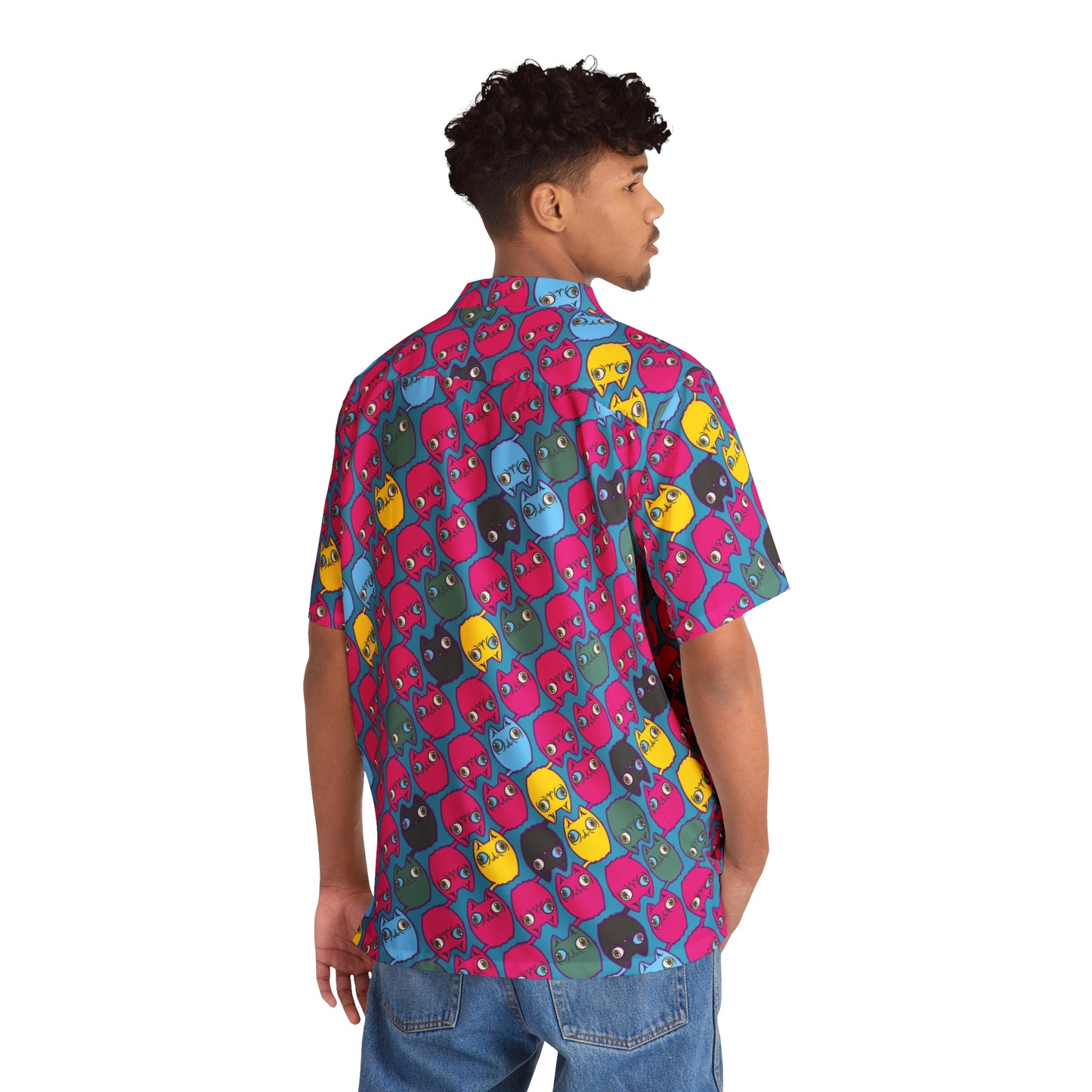 Cat Hawaiian shirt - Turquoise