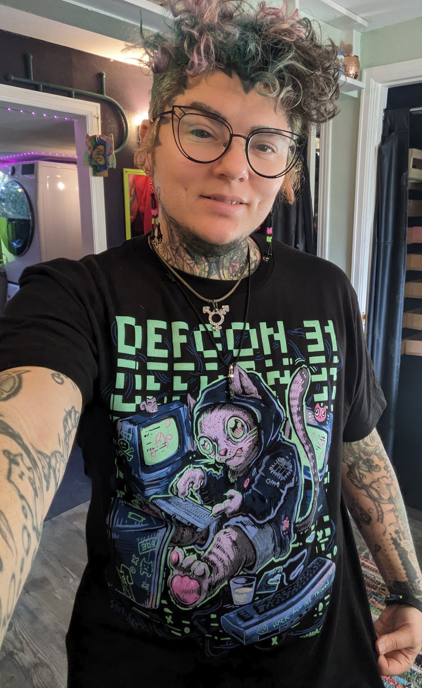 Unofficial DEF CON 31 Glow-in-the-dark "Script Kitty" t-shirt