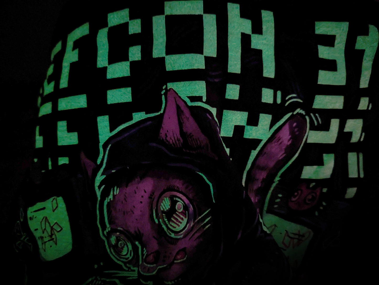 Unofficial DEF CON 31 Glow-in-the-dark "Script Kitty" t-shirt