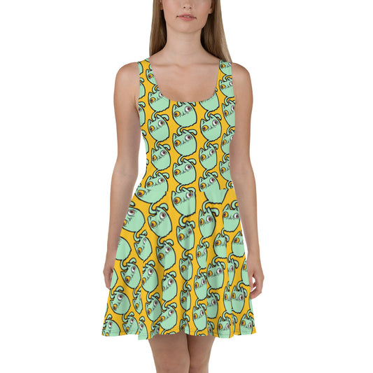 Cat Skater Dress Yellow