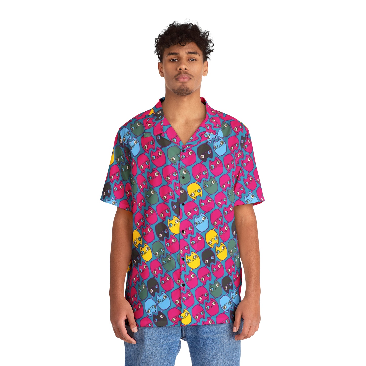Cat Hawaiian shirt - Turquoise